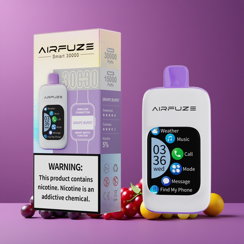 AirFuze Smart 30000 Puffs Nagykereskedés Magyarország 5% Nikotin Érintőképernyős Szőlőrobbanás