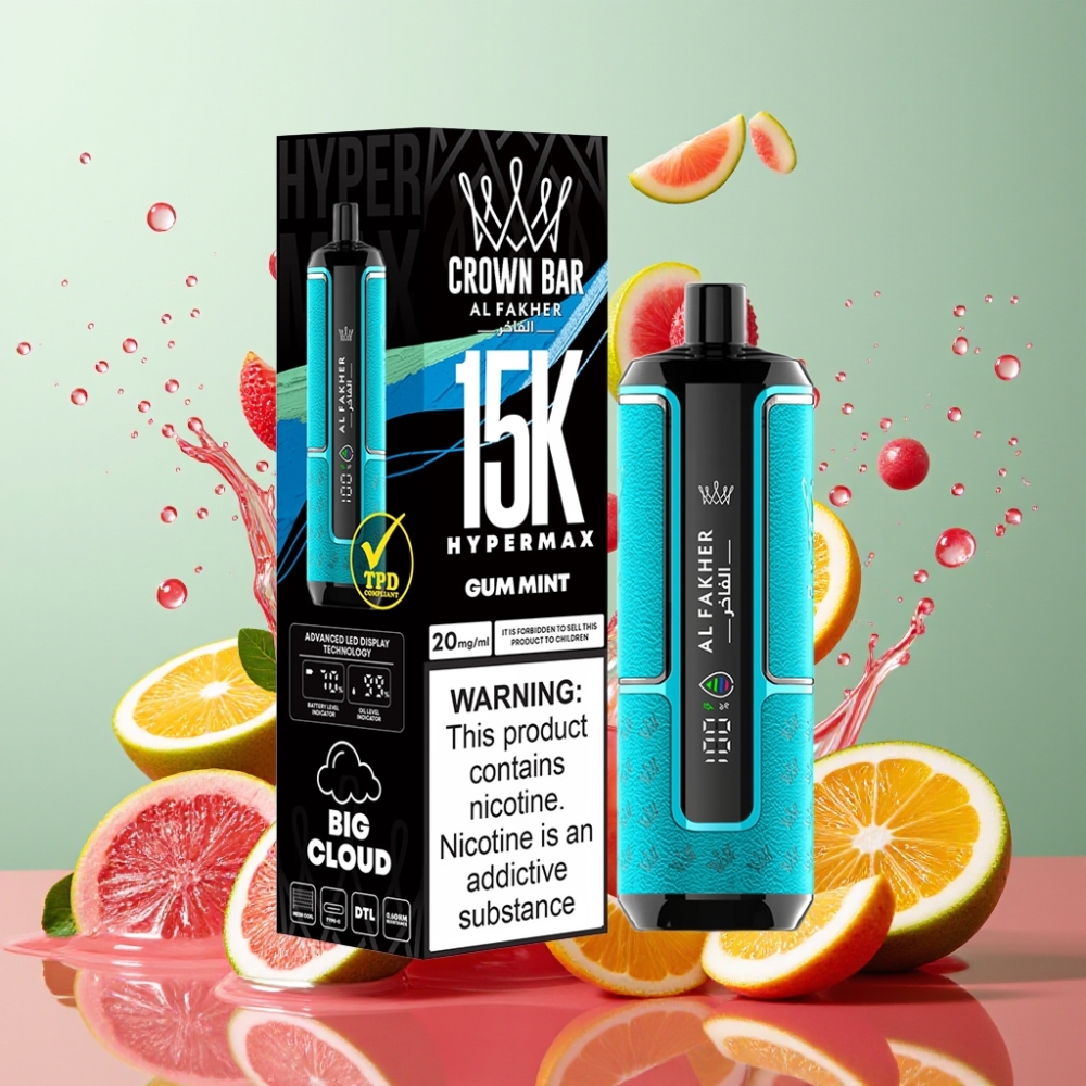 Al Fakher Crown Bar 15K Hypermax Eldobható E-Liquid Nagykereskedés Magyarország Rágó Menta