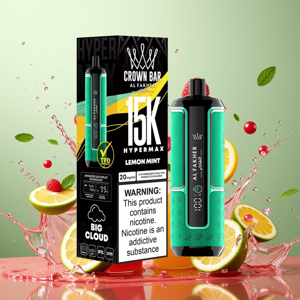 Al Fakher Crown Bar 15K Hypermax Eldobható Vape Citrom Menta Nagykereskedés Magyarország 22ml