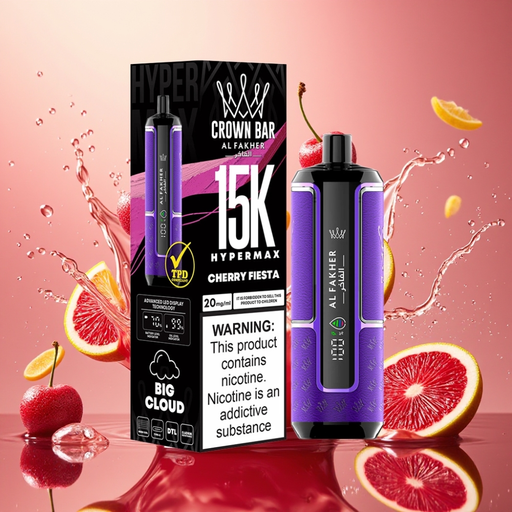 Al Fakher Crown Bar 15K Hypermax Eldobható Vape Készlet Csereszne Fesztivál Nagykereskedés Magyarország 15000 Füst