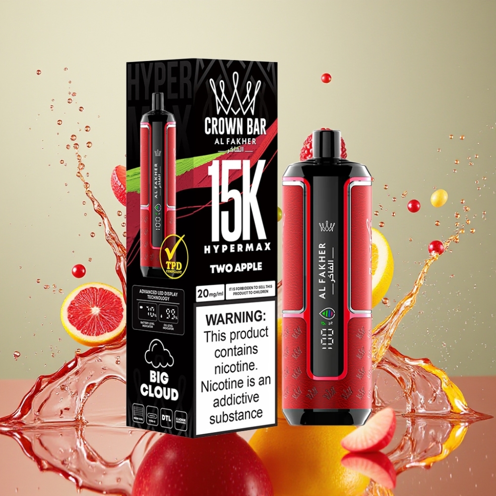 Al Fakher Crown Bar 15K Hypermax Eldobható Vape Készlet Két Alma 22ml Nagykereskedés Magyarország