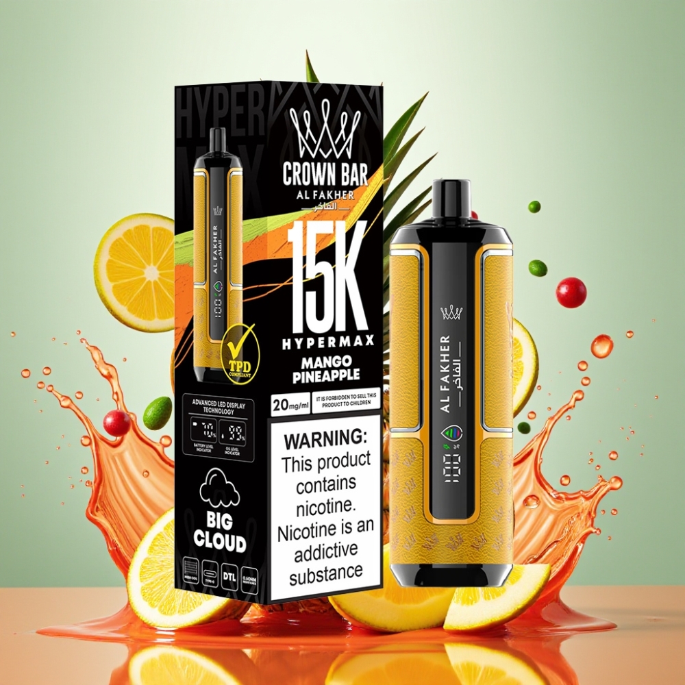 Al Fakher Crown Bar 15K Hypermax Eldobható Vape Készlet Mangó-Ananász Nagykereskedés Magyarország