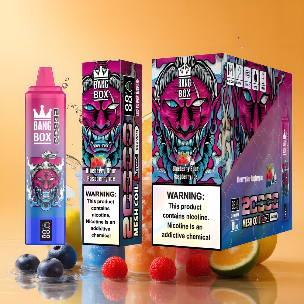 Bang Box King 20000 Puffs Eldobható Vape Áfonya Savanyú Málna Jég Nagykereskedés Magyarország 35ml E-Liquid Kapacitás