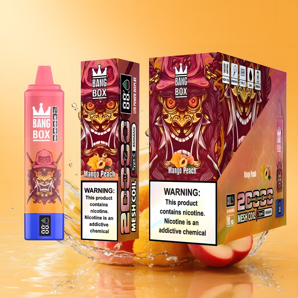 Bang Box King 20000 Puffs Nagykereskedés Magyarország Mango Peach (0% Nicotine, 35ml, Mesh Coil)