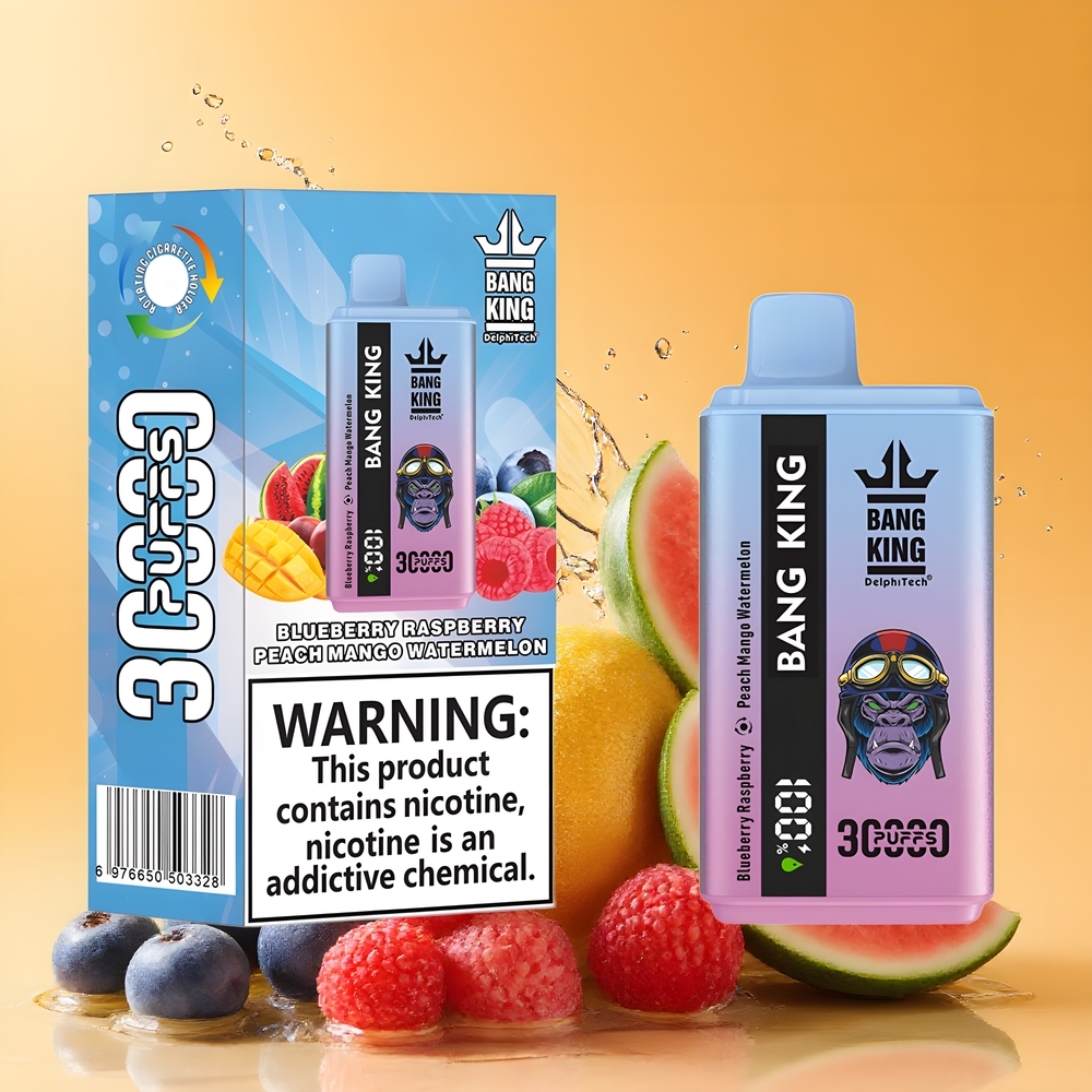 Bang King 30000 Puffs Nagykereskedés Magyarország 36ml E-Folyadék Áfonya Málna Barack Mango Görögdinnye