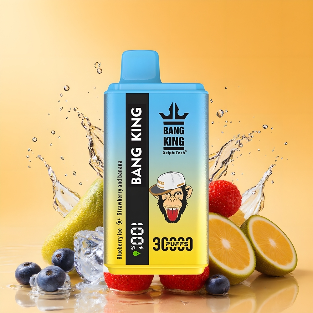 Bang King 30000 Puffs Nagykereskedés Magyarország 36ml E-Liquid Kékáfonya Jég Eper és Banán