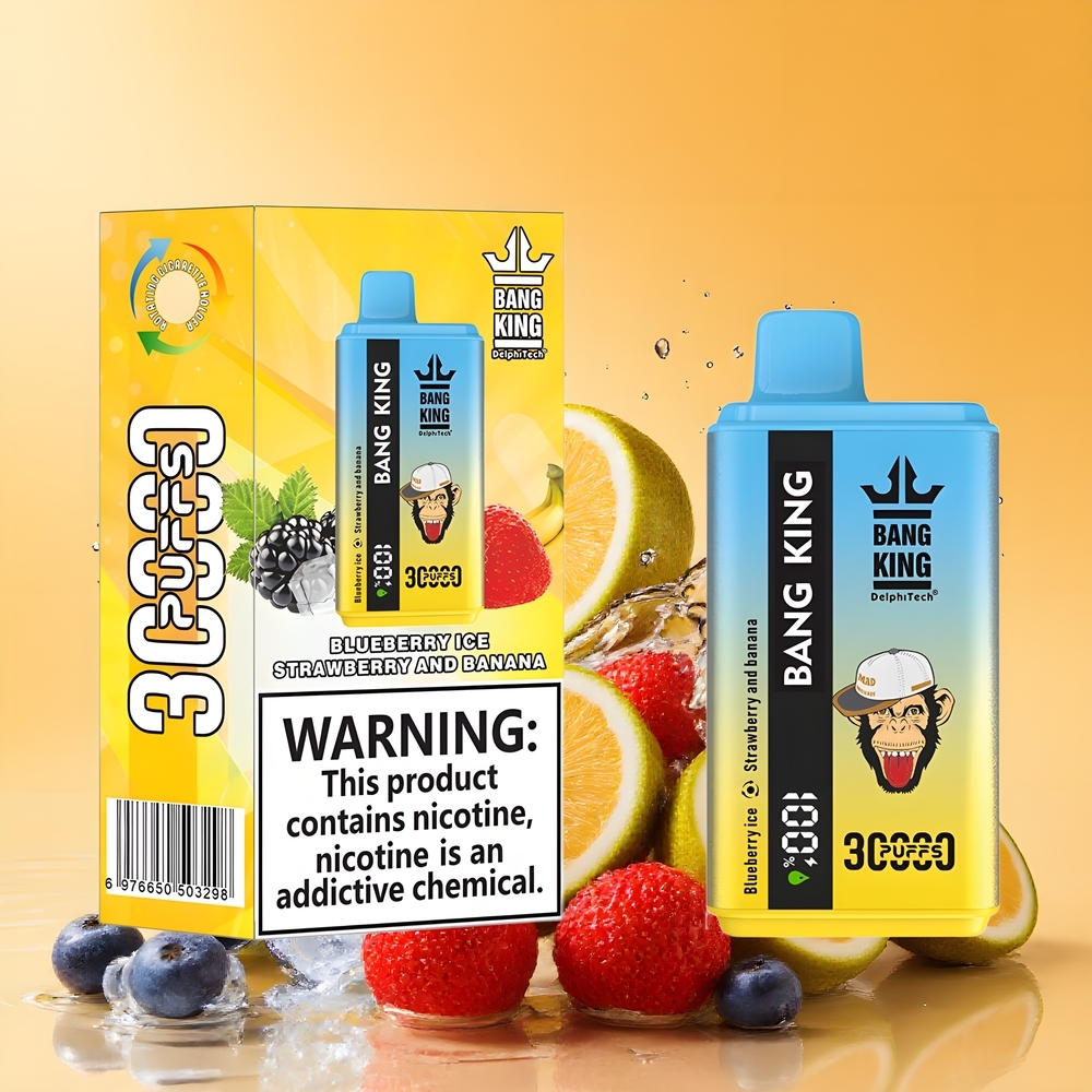 Bang King 30000 Puffs Nagykereskedés Magyarország 36ml E-Liquid Kékáfonya Jég Eper és Banán