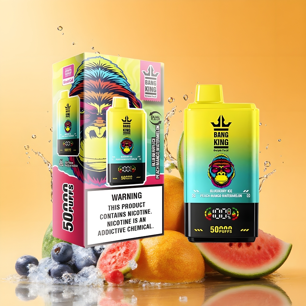 Bang King 50000 Nagykereskedés Magyarország Eldobható vape Áfonya Jég Őszibarack Mango Görögdinnye