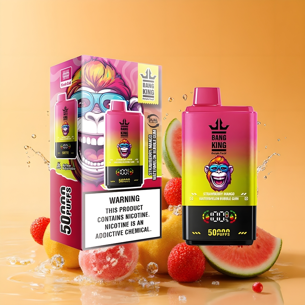 Bang King 50000 Nagykereskedés Magyarország Elszívható e-pipa Eper Mango Görögdinnye Buborékrágó típusú, 50ml