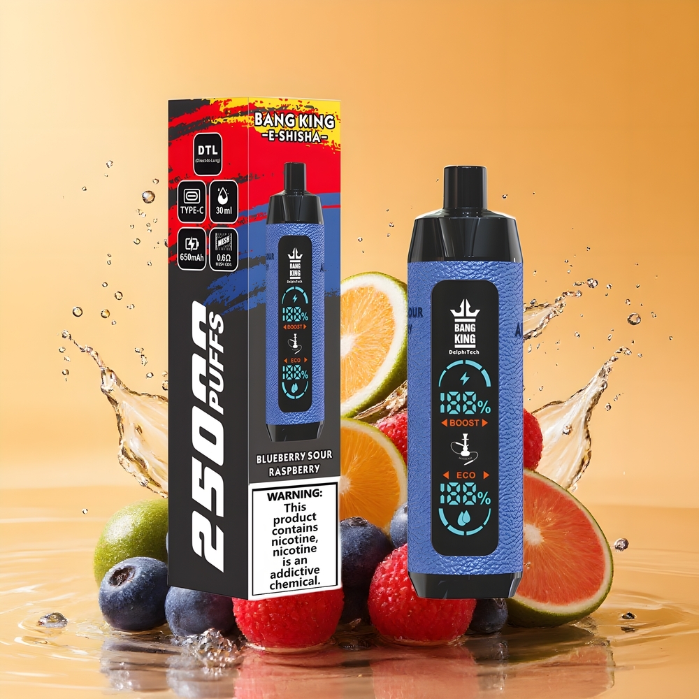 Bang King Shisha 25000 Puffs 30ml Nagykereskedés Magyarország Áfonya-Savanyú Málna