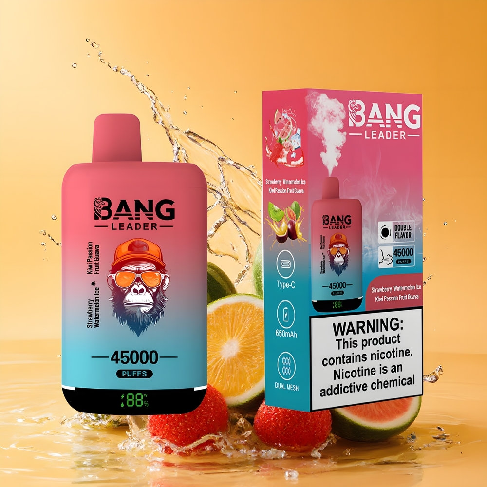 Bang Leader 45000 Puffs Egszer Használatos Vape Eper Dinnye Kivi Passiógyümölcs Guava Nagykereskedés Magyarország Dual Flavor 2-in-1 Design