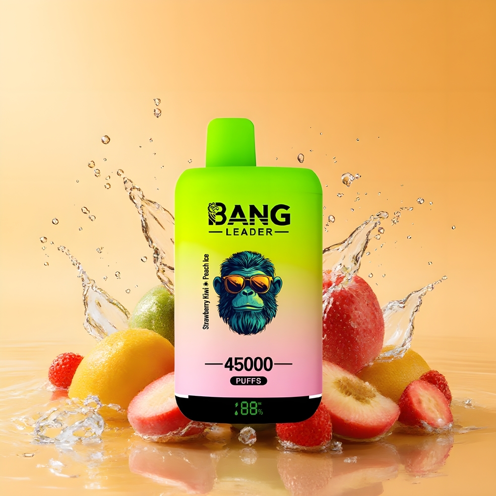 Bang Leader 45000 Puffs Okos Kijelzős Egyszerhasználatos E-cigaretta Eper-Kiwi-Őszibarack Jég Nagykereskedés Magyarország