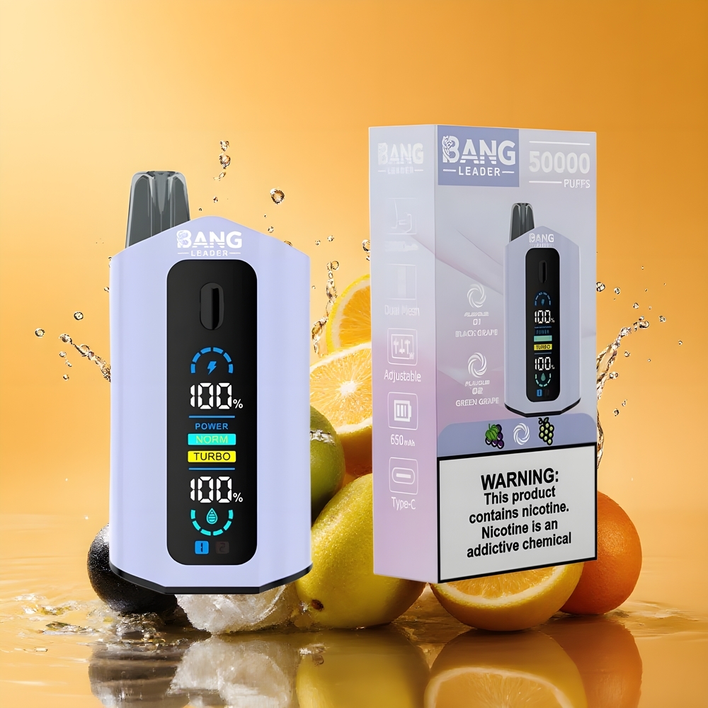 Bang Leader 50000 Puffs Nagykereskedés Magyarország 36ml E-liquid Kapacitás Fekete Szőlő Zöld Szőlő