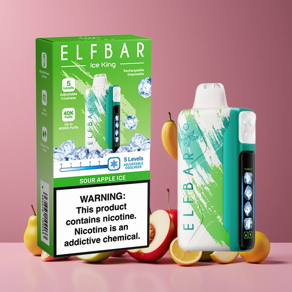 Elf Bar Ice King 40000 Puffs LCD Képernyős Fagyasztó Sour Apple Ice Nagykereskedés Magyarország