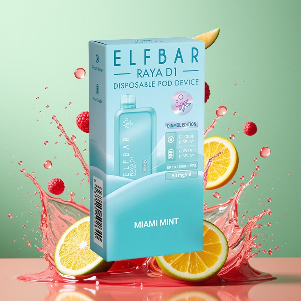 Elf Bar Raya D1 13000 Puffs Nagykereskedés Magyarország Type-C Töltés Miami Menta
