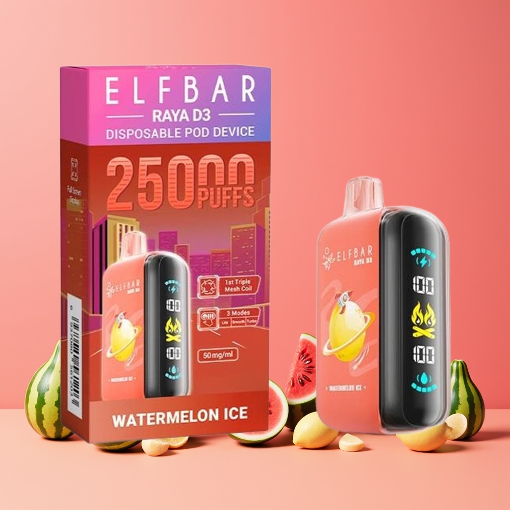 ELF BAR RAYA D3 25000 Puff Nagykereskedés Magyarország Type-C töltéssel Görögdinnye Jég