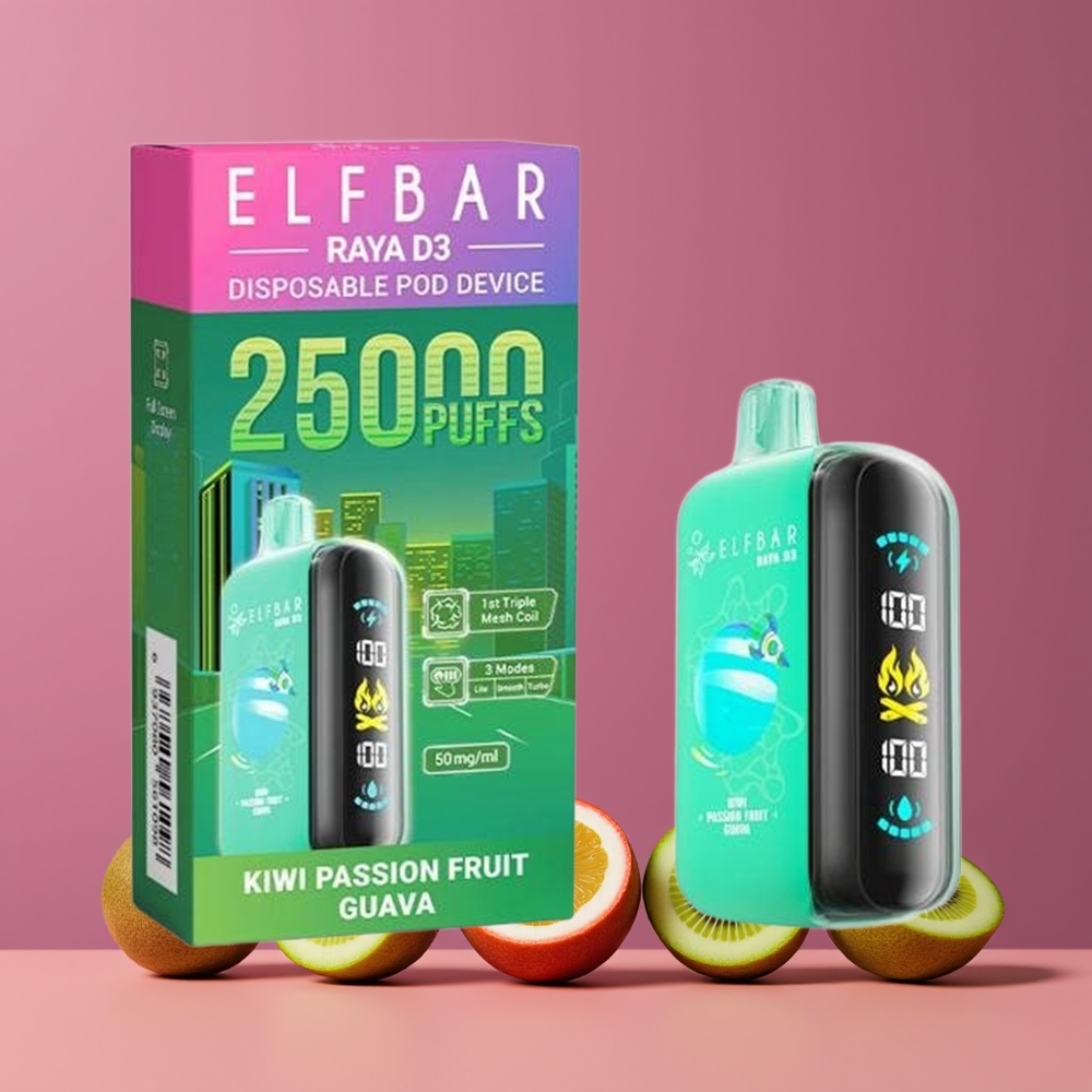 ELF BAR RAYA D3 25000 Puffs Nagykereskedés Magyarország Type-C Kivi Passiógyümölcs Guava