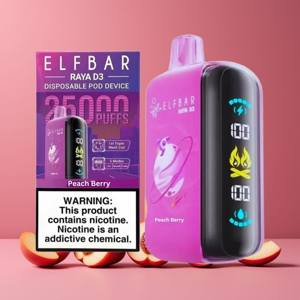 ELF BAR RAYA D3 25000 Puffs Type-C Nagykereskedés Magyarország Őszibarack-Bogyó