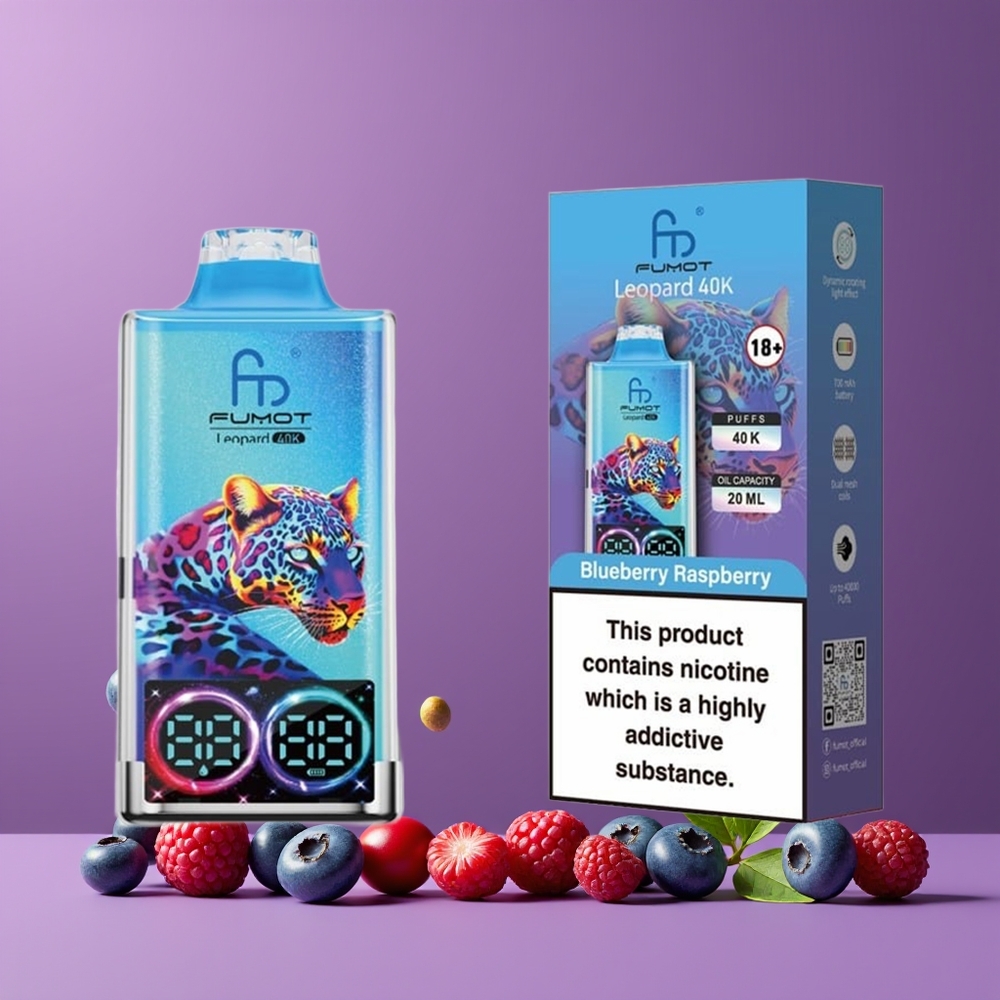 Fumot Leopard 40K Puffs Nagykereskedés Magyarország Digital Tube Kékáfonya Málna Disposable Vape