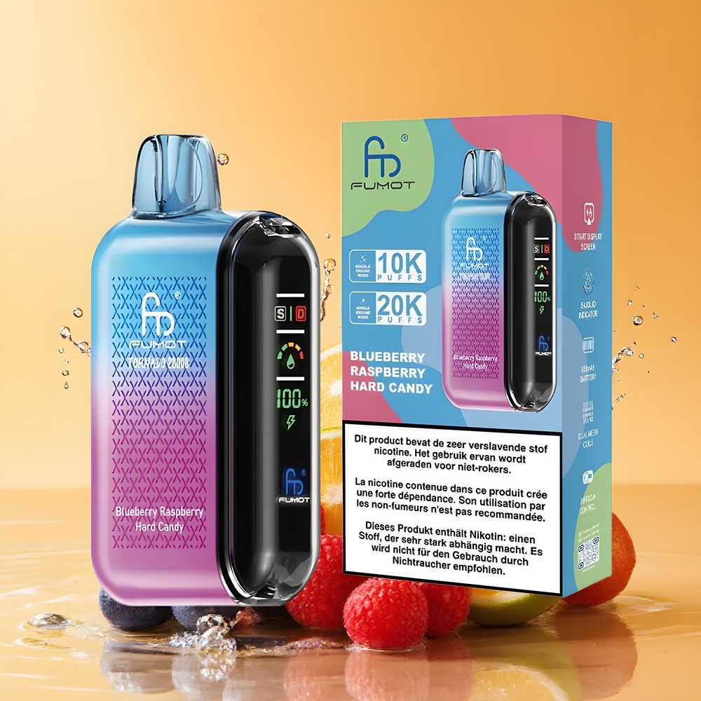 Fumot Tornado 20000 Puffs Kettős Mesh Coil Áfonya Málna Kemény Cukor Nagykereskedés Magyarország
