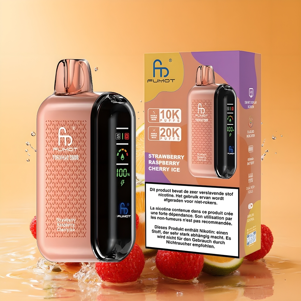 Fumot Tornado 20000 Puffs Nagykereskedés Magyarország Dual Mesh Eper Málna Cseresznye Jég
