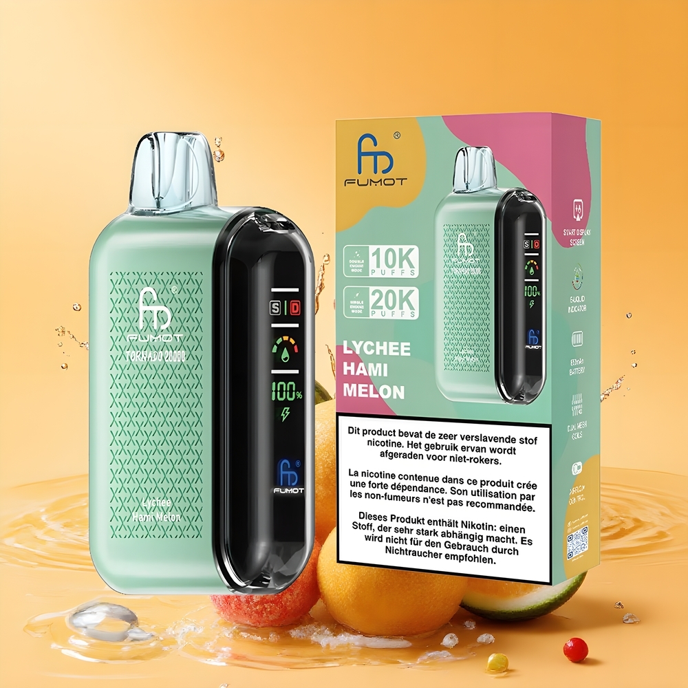 Fumot Tornado 20000 Puffs Nagykereskedés Magyarország Licsi Hami Dinnye Intelligens Kijelző