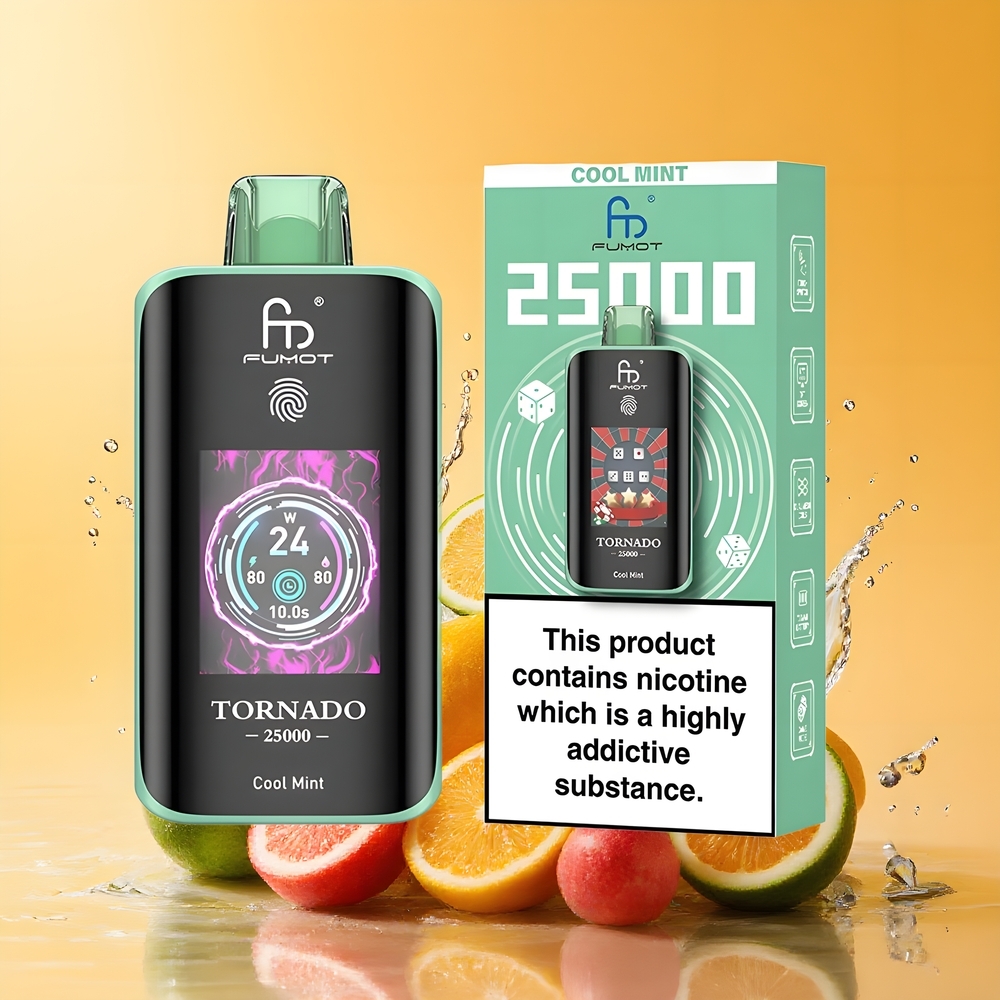 Fumot Tornado 25000 Puffs Nagykereskedés Magyarország HD Képernyős Hűtő Mentol