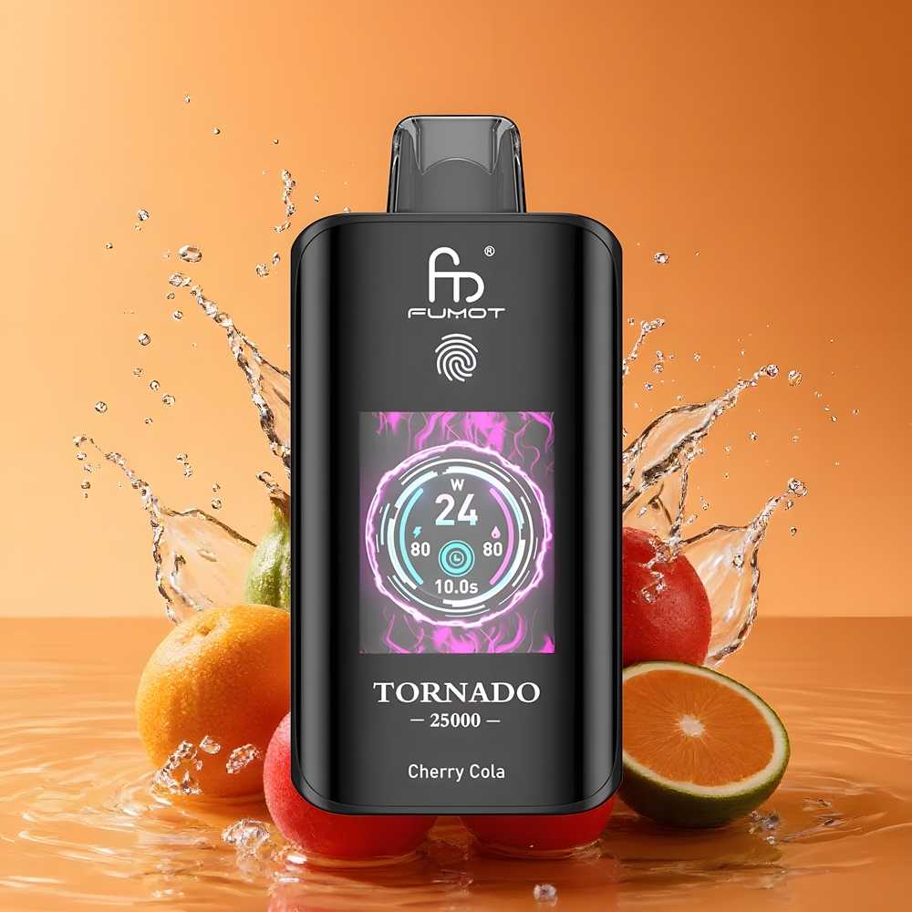 Fumot Tornado 25000 Puffs Nagykereskedés Magyarország HD Képernyős Megújított Cseresznye Kóla