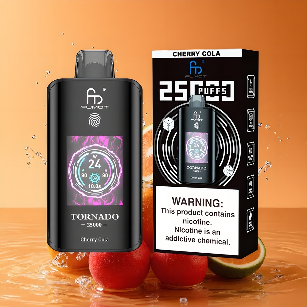 Fumot Tornado 25000 Puffs Nagykereskedés Magyarország HD Képernyős Megújított Cseresznye Kóla