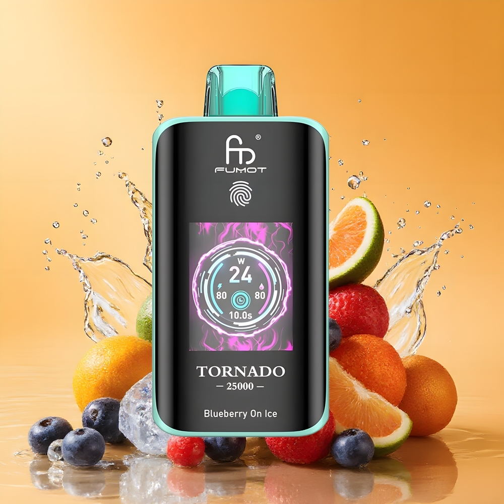 Fumot Tornado 25000 Puffs Nagykereskedés Magyarország HD Képernyős Áfonya Jégen