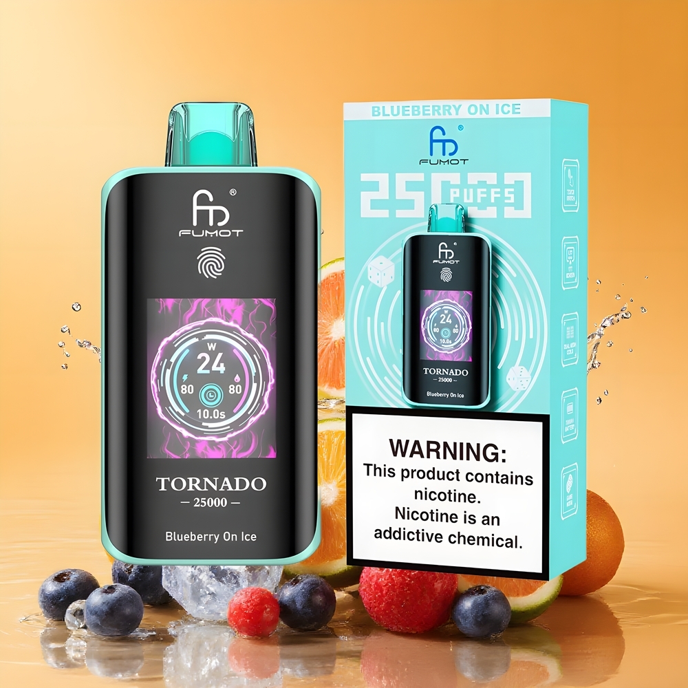 Fumot Tornado 25000 Puffs Nagykereskedés Magyarország HD Képernyős Áfonya Jégen