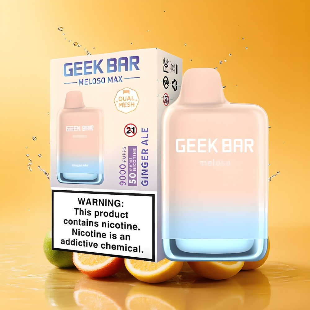 GEEK BAR Meloso Max 9000 Puffs Kettős Hálós Tekercs Nagykereskedés Magyarország Gyömbér Ásványvíz