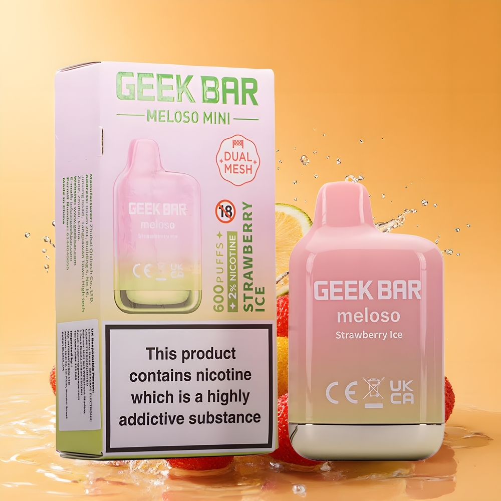 GEEK BAR Meloso Mini 600 Puffs Eldobható E-szigetelés Nagykereskedés Magyarország Eper Jég