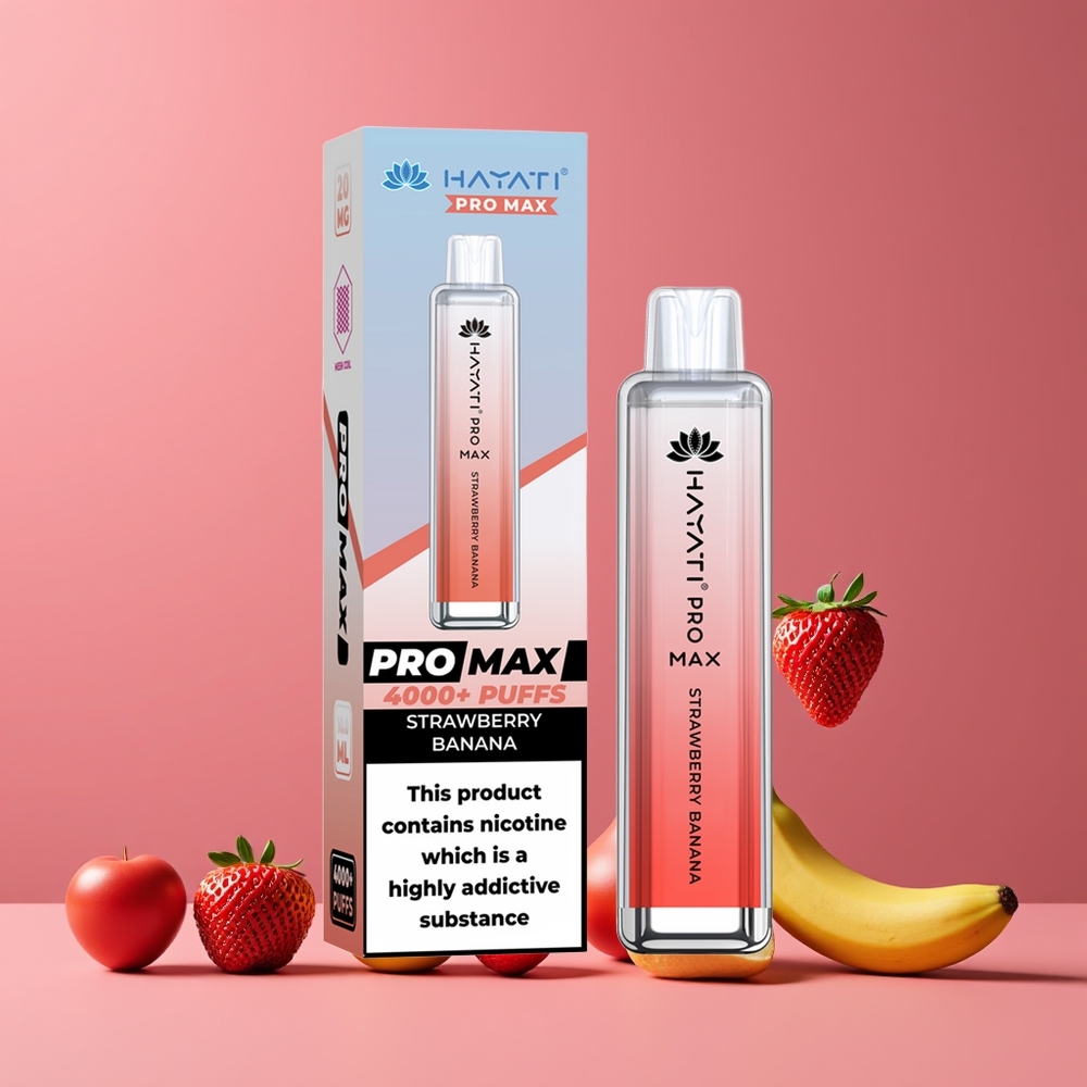Hayati Pro Max 4000 Puffs Eldobható E-szigi Eper-Banán Nagykereskedés Magyarország 1400mAh