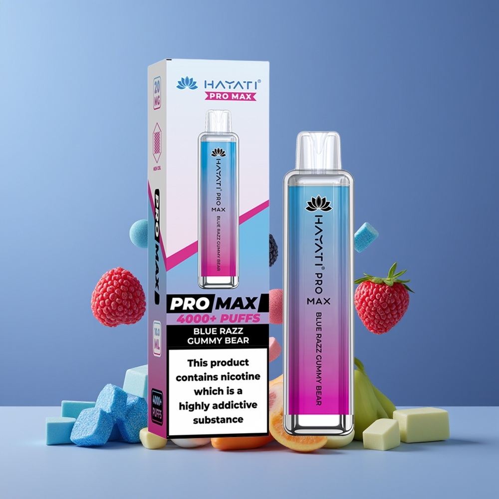 Hayati Pro Max 4000 Puffs Nagykereskedés Magyarország Kék Málna Gumicukor Disposable Vape TPD-Compliance 10ml Auto Refill