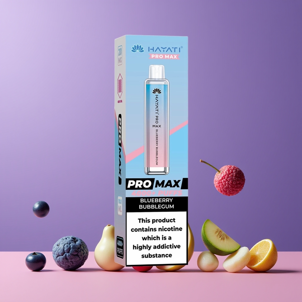 Hayati Pro Max 4000 Puffs Nagykereskedés Magyarország TPD-Compliance Kékáfonya Buborékrágó