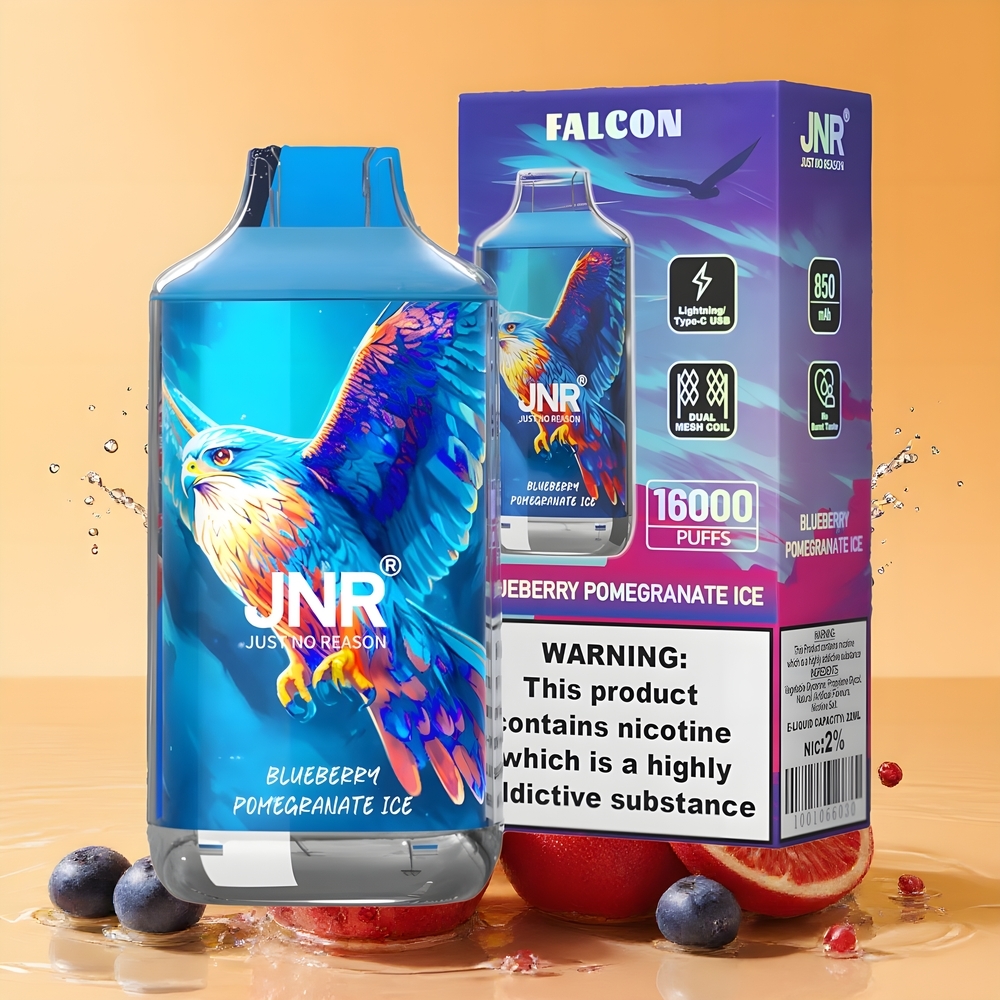 JNR Falcon 16000 Puffs Nagykereskedés Magyarország 850mAh Type C Kékáfonya Gránátalma Jég