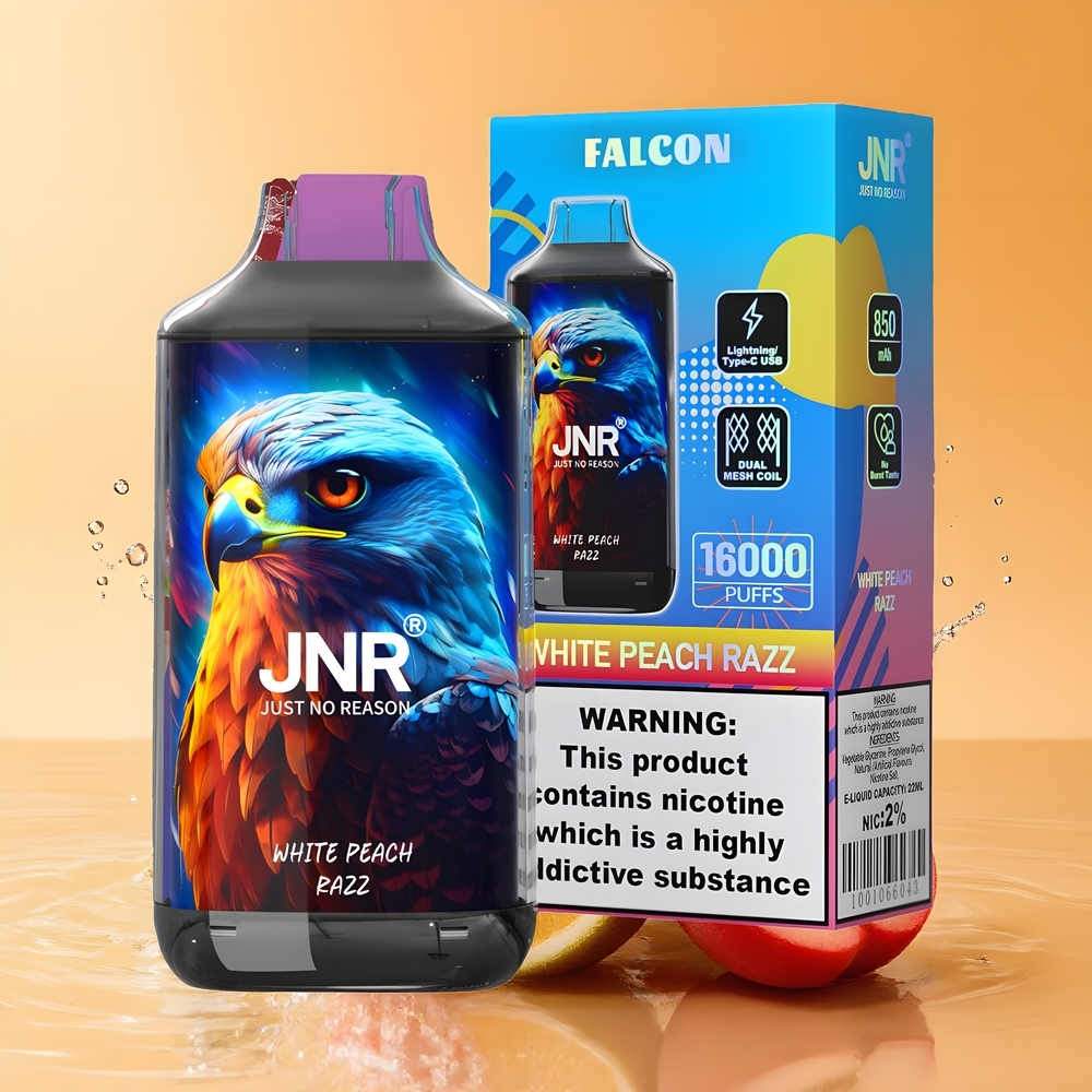 JNR Falcon 16000 Puffs Nagykereskedés Magyarország Fehér Őszibarack Málna Type C & Lightning