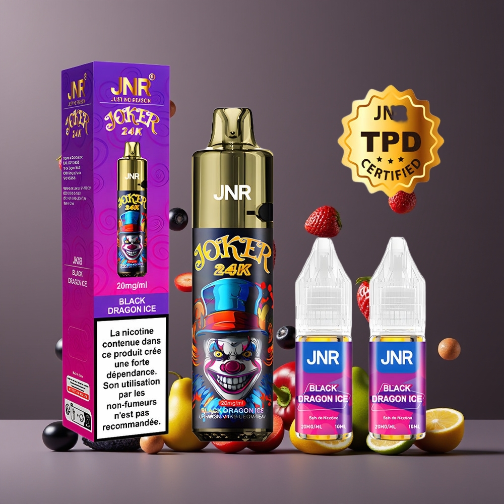 JNR Joker 24K Puffs Nagykereskedés Magyarország Refillable Fekete Sárkány Jég