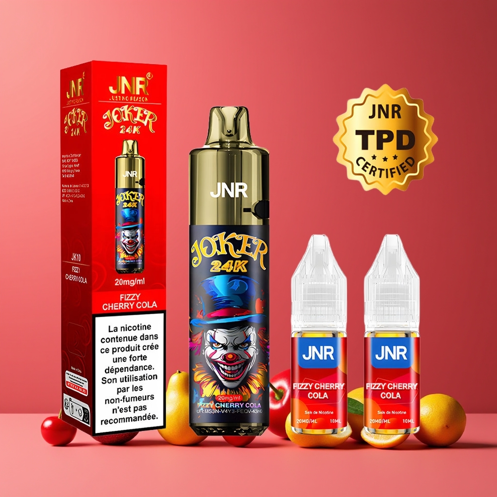 JNR Joker 24K Puffs Refillable Pod Disposable Vape Buborékos Cseresznye Kóla Nagykereskedés Magyarország