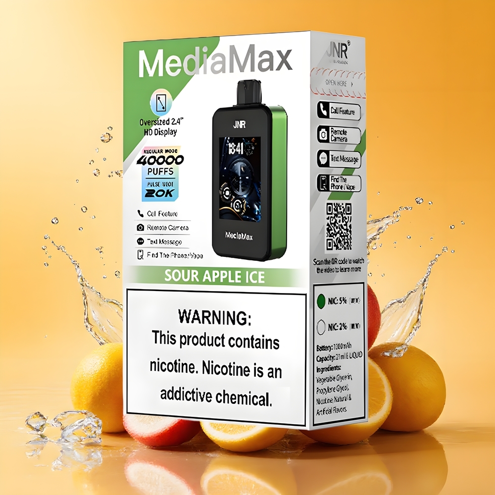 JNR MediaMax 40000 Puffs 2.4\'\' HD Képernyős Savanyú Alma Jég Nagykereskedés Magyarország