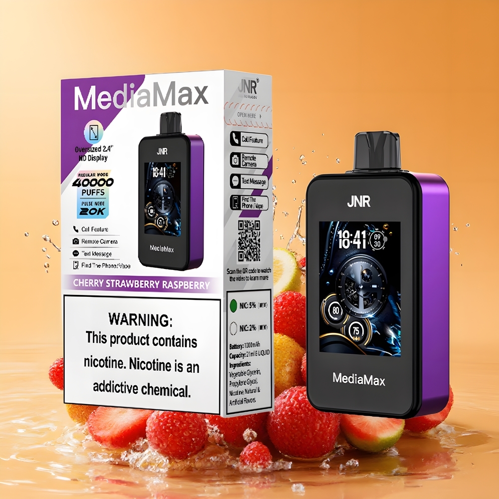 JNR MediaMax 40000 Puffs Kettős Rácsos Tekercs CseresznyeEper Málna Nagykereskedés Magyarország