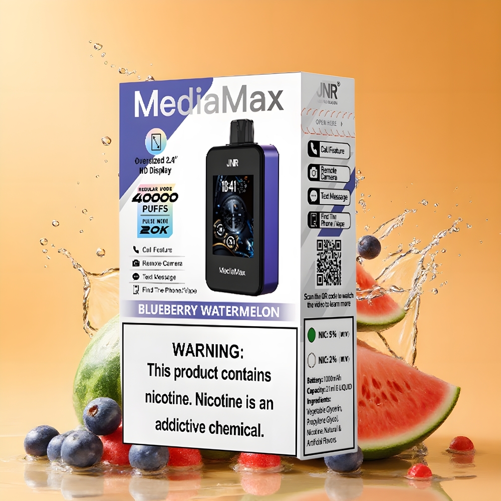 JNR MediaMax 40000 Puffs Nagykereskedés Magyarország 21mL Dual Mesh Coil Áfonya Görögdinnye