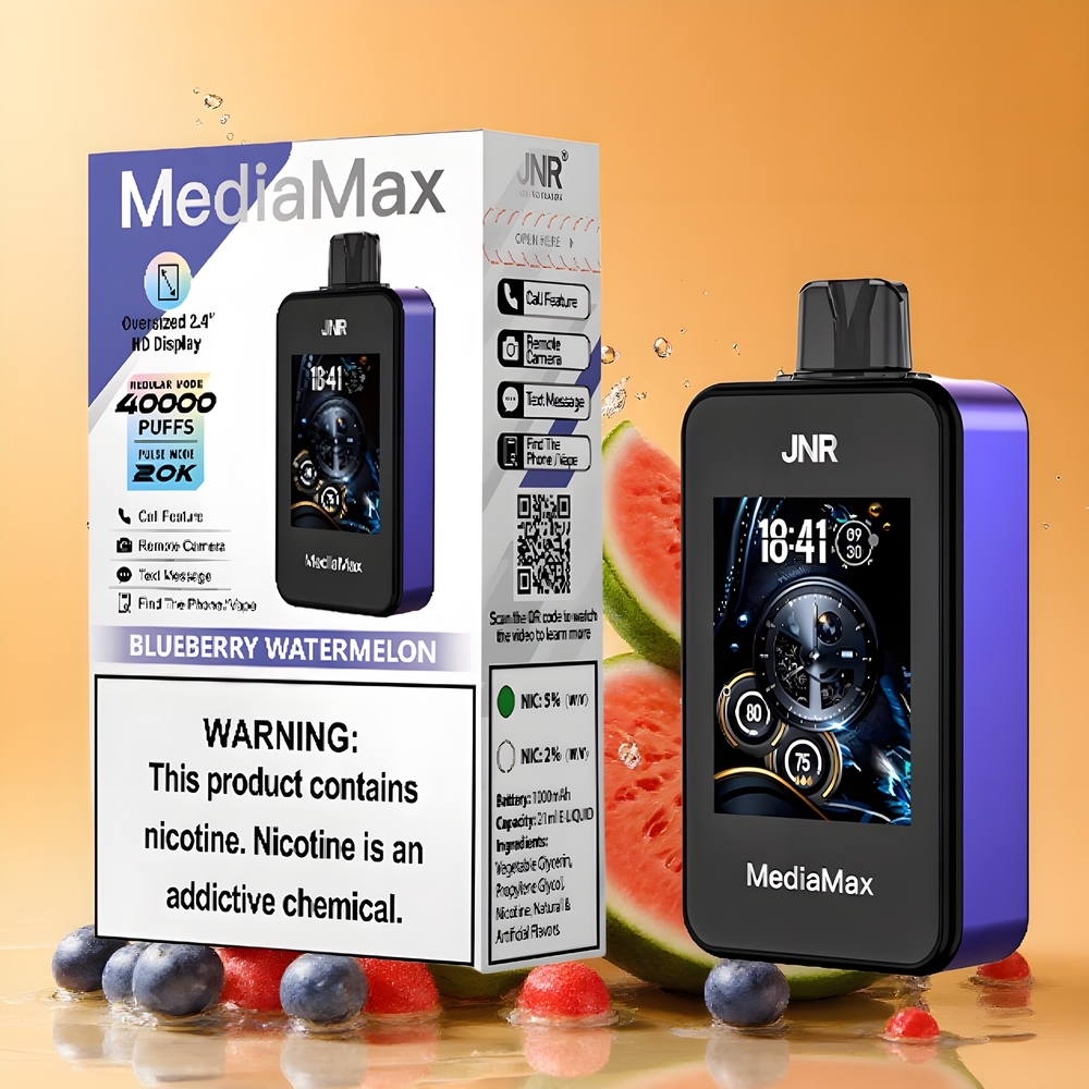JNR MediaMax 40000 Puffs Nagykereskedés Magyarország 21mL Dual Mesh Coil Áfonya Görögdinnye