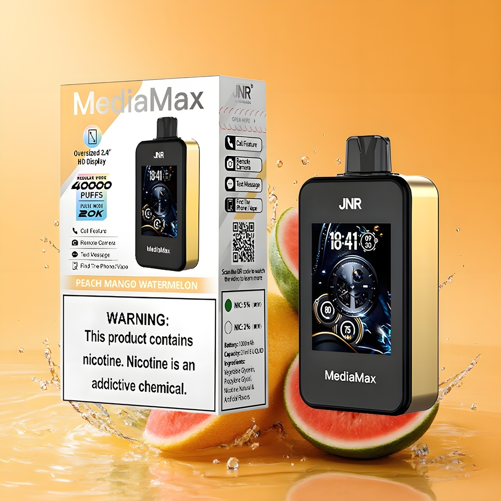JNR MediaMax 40000 Puffs Nagykereskedés Magyarország 2.4\'\' HD Képernyős Őszibarack Mango Görögdinnye