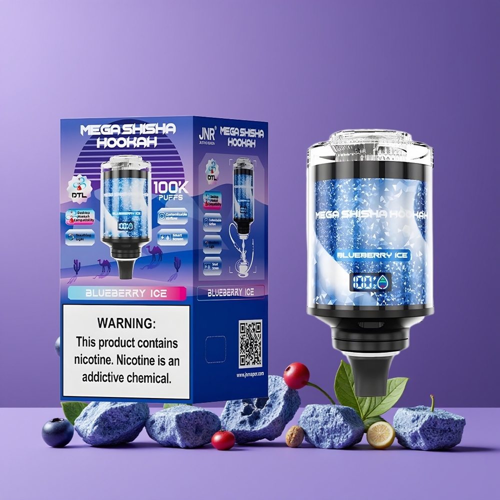 JNR Mega Shisha Hookah 100K Nagykereskedés Magyarország Okos Képernyős Kézmozdítású Áfonya Jég