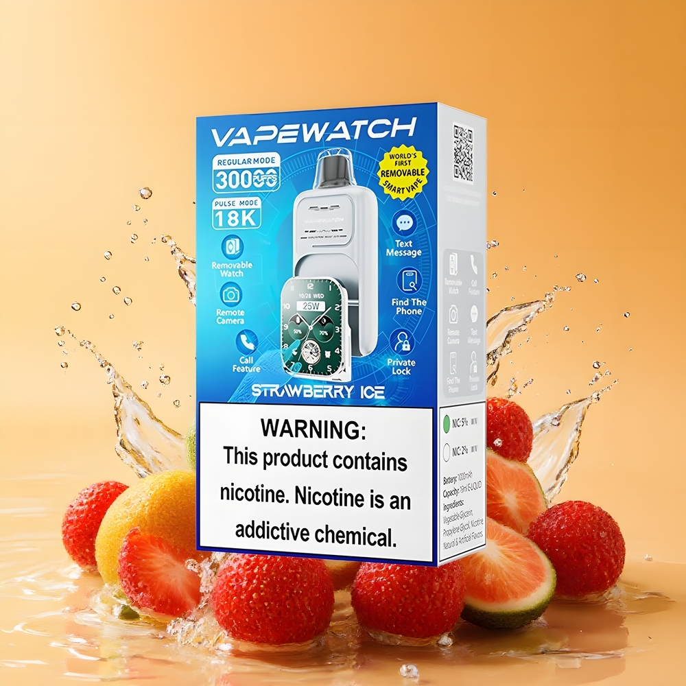 JNR VapeWatch 30000 Puffs Duális Mesh Coil Type-C Gyorstöltés Eperjég Nagykereskedés Magyarország