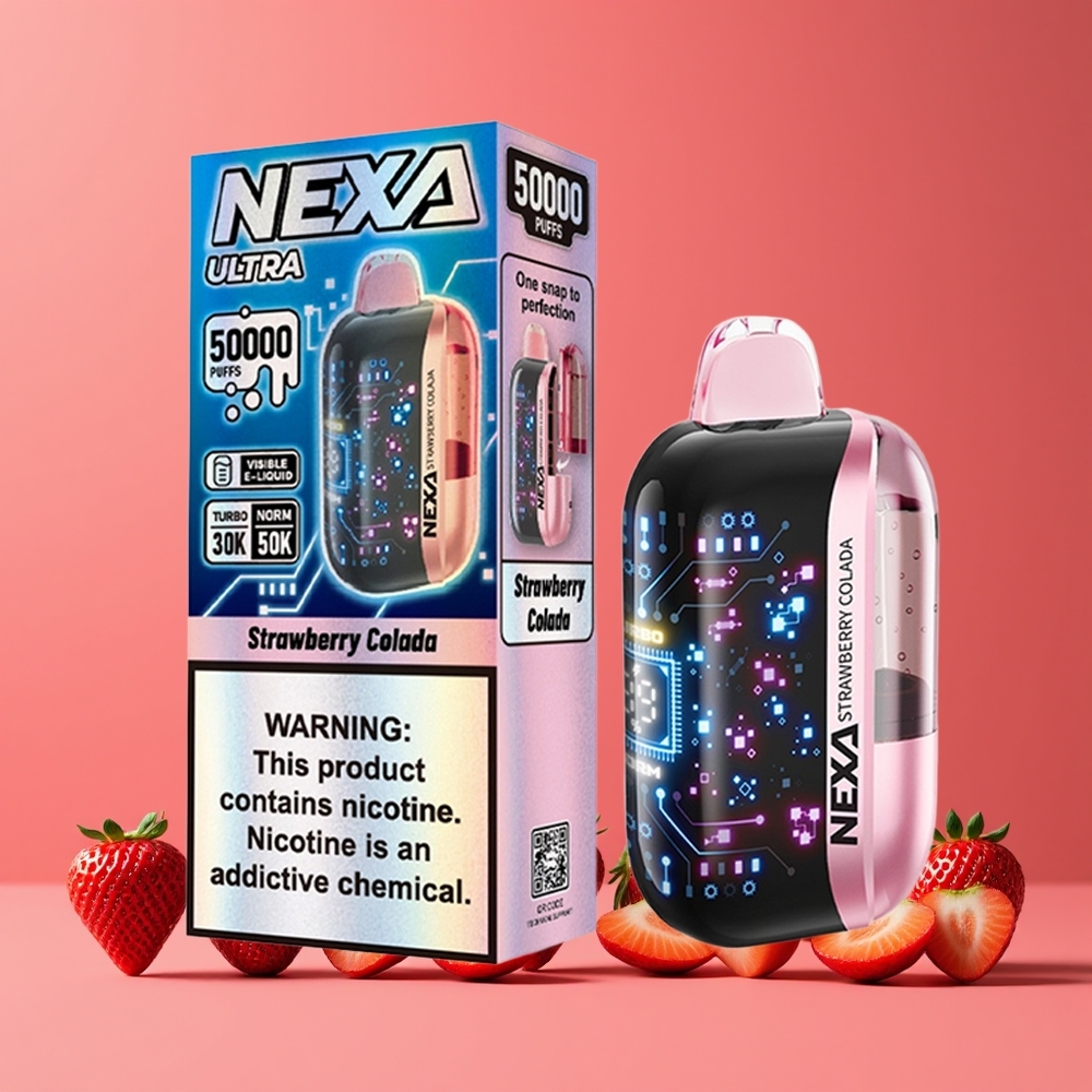 NEXA Ultra 50000 Puff Nagykereskedés Magyarország Eper-Kókusz 3D Képernyős Típus-C