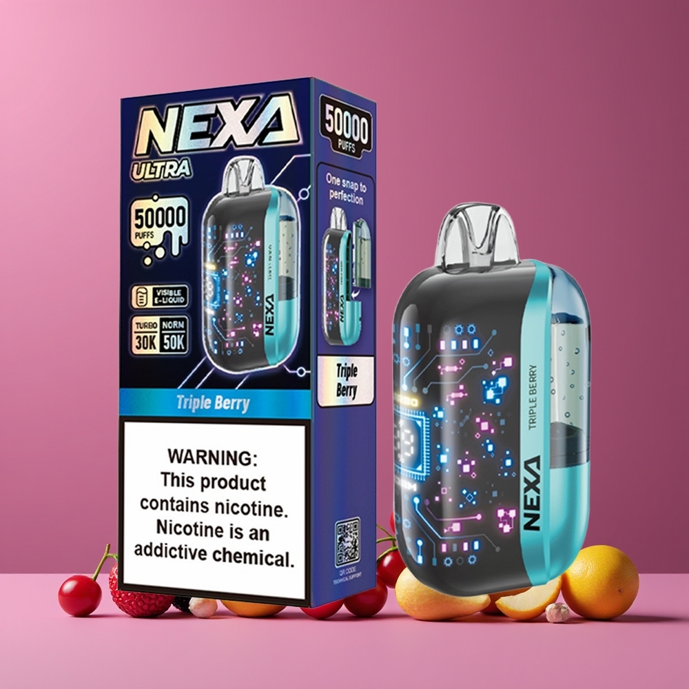 NEXA Ultra 50000 Puff Nagykereskedés Magyarország Hármasbogyó Típus-C Töltés 3D Képernyő