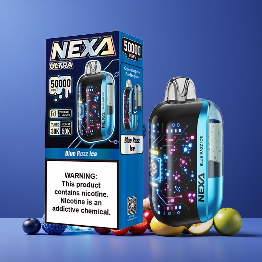 NEXA Ultra 50000 Puffs Nagykereskedés Magyarország Kékes Málna Jég 3D Kijelzős